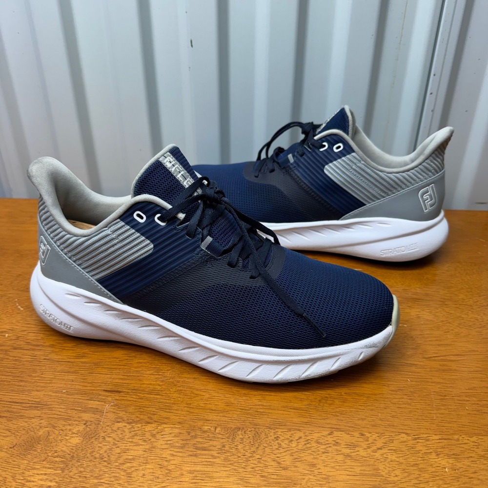 FootJoy Flex XP Mens Golf Shoes Navy Grey Spikeless 56285 Size 9.5 M